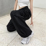 Hip Hop Women Cargo Pants Streetwear All Match Y2K Wide Leg Pants Korean Elastic Waist Sweatpants Female Chic