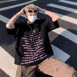 High Street Loose Letter Print Short-Sleeved T-Shirt Man Hip-Hop Pure Cotton Half-Sleeved