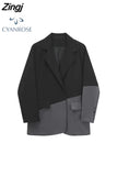 Fashion Women's Lapel Collar Single Breasted Blazer Sense of Design Baggy Senior Female Patchwork Suits Jackets
