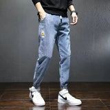 Spring and Autumn New Solid Color Men's Trendy Brand Loose Nine-point Tooling Harlan Casual Tie-feet Men's Patchwork