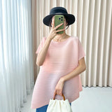 Folded Round Collar Folding Top In The Long Loose Thin Irregular Spring Blouse Summer Design