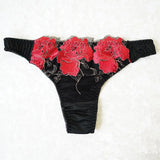 Japanese Women Panties Heavy Embroidery Floral Thongs Tanga Underwear Sexy Lingerie Seamless and G
