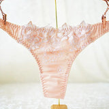 Japanese Women Panties Heavy Embroidery Floral Thongs Tanga Underwear Sexy Lingerie Seamless and G
