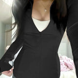 Solid Zipper Hoddie Sports Yoga Top-Outfit