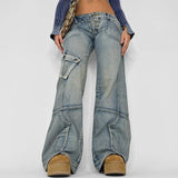 Seamed Pocket Straight Leg Cargo JeansOutfit