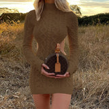 Winter Fashion Trend Women's New Long-Sleeved Round Neck Straight Back Repair Kite Knit