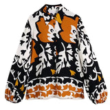 Vintage V Neck Geometric Print Boho Spring Blouse Women 2022 Casual Long Sleeve Button Up Loose Oversize Casual Shirt