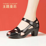 Summer New Fashion Hot Sale Ladies High Heel Sandals One Word Buckle Fish Mouth High Heels Women Sandals Size