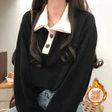Style Polo Patchwork Women's Sweatshirt Korean Fashion Loose Long Sleeves Women's Clothing Ins Hooded