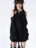 Distressed Cut-Out Fine Knitted