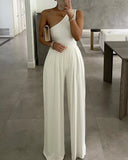 New Summer Party Wear Clothes Women's Sexy Studded Cutout Ruched Wide Leg Jumpsuit Casual Sleeveless Long
