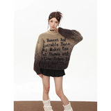 Letters Embroidery Mink Cashmere Long-sleeved Sweater Women Autumn New Korean Gradient Loose Casual Knitted