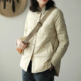 Autumn Winter Women Turn Down Collar Down Coat Ultra Light 90% White Duck Down Jacket Single Breasted Windproof