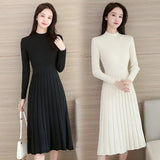 Winter O Neck Thick Maxi Knit Sweater Pullovers Dress Women's Basic Aline Sweater Female Long Party Casual Office