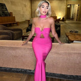 Bandage Dress Women Pink Bodycon Dress Evening Party Elegant Sexy Bow Embellished Maxi Birthday Club Outfits 2022