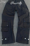 Retro Skull Graphic Jeans Men Y2K New Street Hip Hop Trend Joker Straight Pants Couple Casual High Waist Mopping