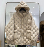 Women 2023 Autumn winter Hooded down jacket Oversized Solid Fashion Pockets Long sleeve puffer coat