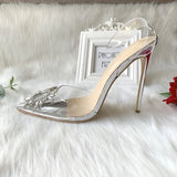 PVC pointed toe 12cm high heel Slingback high-heeled shoes women's shoes party wedding 10cm 8cm SJ020