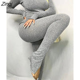 Fall Gray 2 Two Piece Sets Tracksuit Womens Outfits 2022 Long Sleeve Tops And Pants Sets Ladies Casual Matching