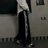 straight print women's pants Korean version ins elastic waist loose wide-leg mopping pants street hip-hop ulzzang