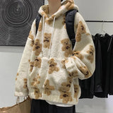 Harajuku Kawaii Hoodies Women Autumn Winter Warm Oversized Fleece Pullovers Thicken Lamb Wool Sweatshirt Korean