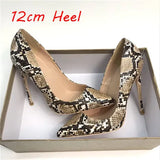 Snake Print 12cm Extreme High Heel Pointed Toe Women Pumps Valentine Stiletto Woman Shoes Party Evening YG027