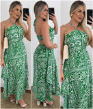 Zingj Spring / Summer New Southeast Asian Holiday Style Personality Digital Print Hanging Neck Wipe Chest Thin Belt