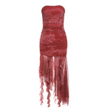 2025 New Women's New Chinese Style Irregular Sling Boobs Open Year-War Robe