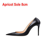 Matte Black Pumps Woman High Heels Shoes 12cm Stilettos PU Leather Wedding Pointed toe Shoes QKOU002
