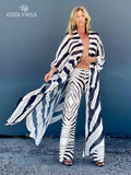 Zebra Pattern White Chiffon Tunic Plus Size Sexy Beach Wear Kimono Summer Clothing For Women Tops and Blouses Shirts