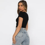 Zingj Fashion Solid Color Short Crop Casual Jacket Elastic Slim Round Collar T Shirt