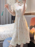 Women Fashion Vintage Midi Dress Elegant A Line Vestdios Female Party