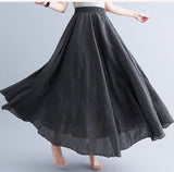 Women's Literature And Art Large Cotton Tamples Skirt Tight Waist A-Shaped Skirt Long Solid National Style Skirt 24