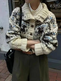 Buttoned Retro Printed Cardigan- Outfit