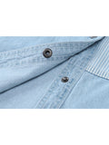 Spliced Denim Shirt Coat Women Long Sleeve Pocket Cardigan Streetwear BF Jean Jacket Y2K Harajuku Cowboy Outwear