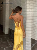 Sleeveless Bodycon Midi Lace Satin Dress Party Club Backless Off Shoulder Sexy Elegant Dresses For Women 2022