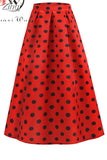 Skirt Women Summer High Waist Polka Dot Vintage Skirts Red Retro Robe