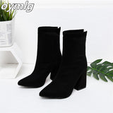 autumn and winter new women's comfortable shallow mouth pointed boots women's zipper simple sweet wild boots