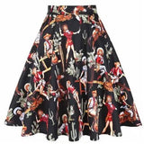 Dot 50s Vintage Woman Tunic Skirt High Waist Pleated Midi Retro Clothing Summer Audrey Hepburn Chic Swing Beach