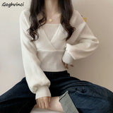 Women Knitting Elegant Solid All Match Ladies Casual Korean Style Daily Loose Design Spring Fashion Popular