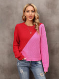 Tops 2022 Women Autumn Winter New Leopard Print Stitching Sweater Streetwear Round Neck Long Sleeve Knitting