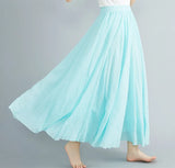 Women's Literature And Art Large Cotton Tamples Skirt Tight Waist A-Shaped Skirt Long Solid National Style Skirt 24