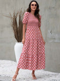 Summer Maxi Polka Dot Dress Women Long Elegant Party Dress Ladies A Line Vintage Dots Dress For