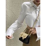 White Blouse Long Sleeve Set Woman 2 Pieces Y2k Mini Skirts Sexy Crop Top Kpop Shirts Female Vintage Dress