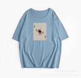 New Cotton Short-Sleeved Top Small Print Collar T-Shirt Loose Soft Ins Women's