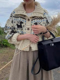 Buttoned Retro Printed Cardigan- Outfit