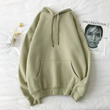 Hoodie Solid Loose Fleece Casual Long Sleeve Top Streetwear hip hop Pullover Sweatshirt Korean Fashion Couple