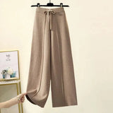 Two Piece Sets Women Winter Korean Casual Turtleneck Knitted Sweater And Wide Leg Knitting Pants Suits Women Homewear