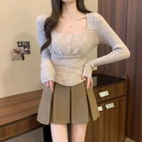Skirt Women's Large Size 100-Fold Skirt 2025 New High-Rise Slim Small Man Anti-Walking Spring, Autumn And Winter A Short