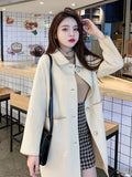 Women Casual Thin Coat Spring Autumn Elegant Fashion Long Sleeve Lapel Neck Woolen Trench
